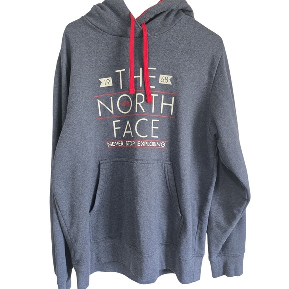 The North Face Other - The North Face Pullover Hoodie Mens Large Blue Graphic Fleece Sweatshirt EUC